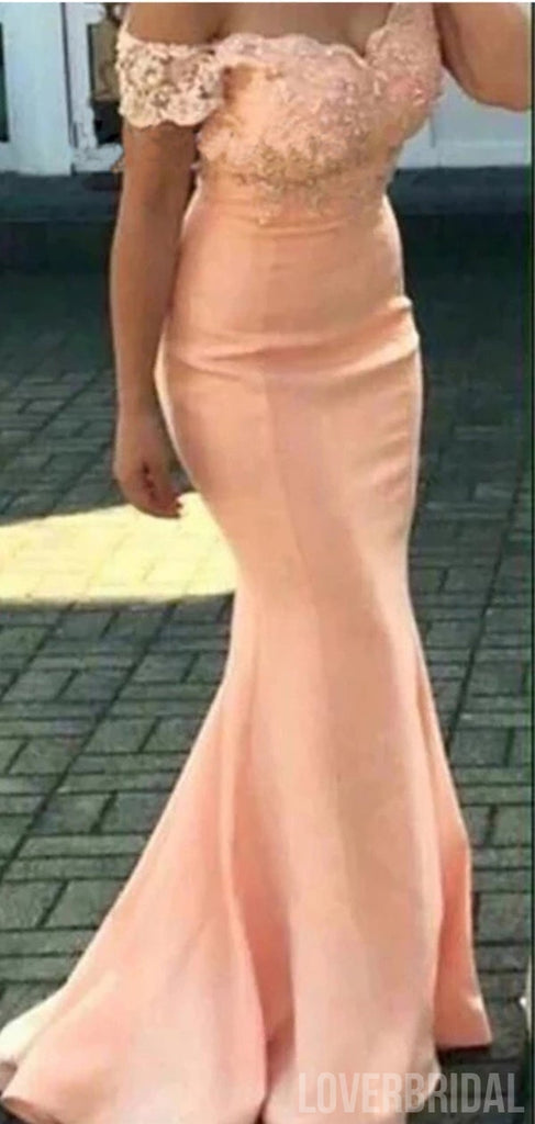 Orange Mermaid Off Shoulder Cheap Long Bridesmaid Dresses Online,WG1014