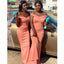 Orange Mermaid Off Shoulder Cheap Long Bridesmaid Dresses,WG1216