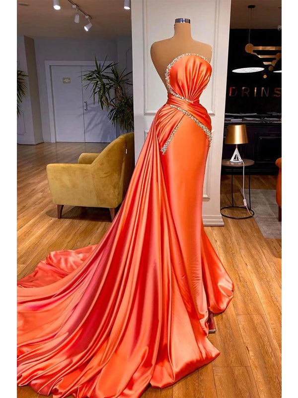 Orange Mermaid Sweetheart Cheap Long Prom Dresses,Evening Party Dresses,12703