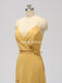 Orange Side Slit Spaghetti Straps Long Cheap Bridesmaid Dresses Online, WG602