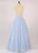 Pale Blue See Through Lace Cheap Long Evening Prom Dresses, Cheap Custom Sweet 16 Dresses, 18518