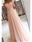 Pink A-line Off Shoulder 3/4 Sleeves Cheap Prom Dresses Online, Evening Dresses,12467