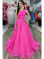 Pink A-line One Shoulder Cheap Long Prom Dresses, Evening Party Dresses,12700