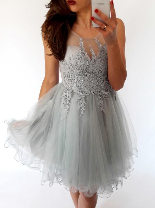 Pink Lace Illusion Cheap Short Homecoming Dresses Online, CM685