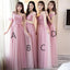 Pink Lace Tulle Long Bridesmaid Dresses, Mismatched Custom Long Bridesmaid Dresses, Cheap Bridesmaid Gowns, BD002