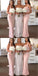 Pink Mermaid Halter Side Slit Cheap Long Bridesmaid Dresses,WG1330