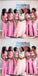 Pink Mermaid Halter Side Slit Cheap Long Bridesmaid Dresses,WG1349