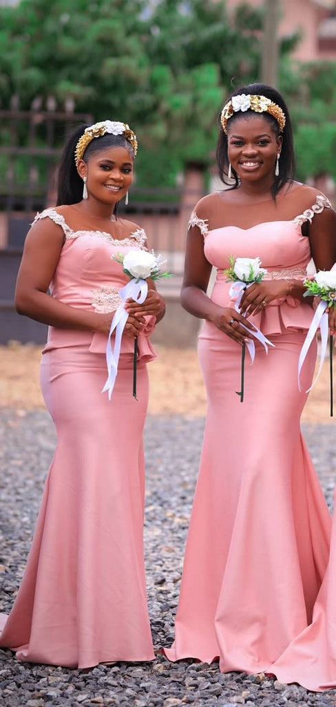 Pink Mermaid Illusion Sleeveless Long Bridesmaid Dressing Gown Online,WG899