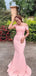 Pink Mermaid Off Shoulder Cheap Long Bridesmaid Dresses,WG1262