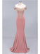 Pink Mermaid Off Shoulder Cheap Long Prom Dresses Online,Evening Party Dresses,12614