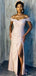 Pink Mermaid Off Shoulder High Slit Cheap Long Bridesmaid Dresses,WG1110