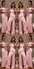 Pink Mermaid Off Shoulder Side Slit Cheap Long Bridesmaid Dresses Online,WG985