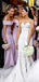 Pink Mermaid Off Shoulder V-neck High Slit Long Bridesmaid Dresses Gown Online,WG917