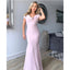 Pink Mermaid Short Sleeves Cheap Long Bridesmaid Dresses,WG1360