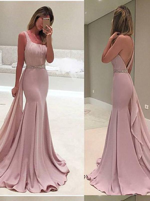 Pink Mermaid Straps Backless Party Prom Dresses, Dance Dresses 2021,Prom Dresses Stores,12340