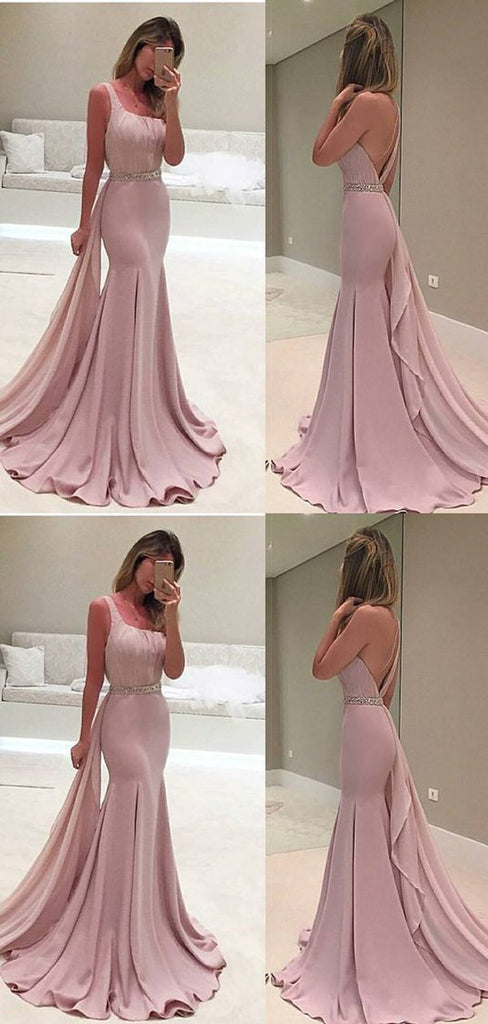 Pink Mermaid Straps Backless Party Prom Dresses, Dance Dresses 2021,Prom Dresses Stores,12340