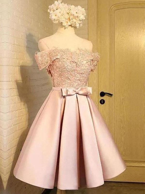 Pink Off Shoulder Short Homecoming Dresses Online, Cheap Short Prom Dresses, CM871