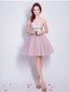 Pink V-neck Short Homecoming Dresses,Cheap Short Prom Dresses,CM925