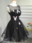 Popular Black Illusion Cheap Short Homecoming Dresses Online, CM640