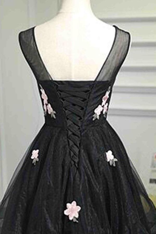 Popular Black Illusion Cheap Short Homecoming Dresses Online, CM640