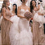 Popular Cheap Sequin Long Off Shoulder V-Neck Floor-Length Bridesmaid Dresses, WG09