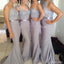 Popular Four Differnt Styles Mismatched Lace Grey Sexy Mermaid Long Bridesmaid Dresses, WG62