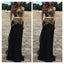 Popular Junior Sweet Heart Goledn Black Formal A Line Cheap Floor Length Prom Dresses, WG234