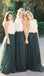 Popular Lace Bodice Green Tulle Skirt A Line Custom Bridesmaid Dresses, Cheap Unique Tulle Long Bridesmaid Gown, BD122