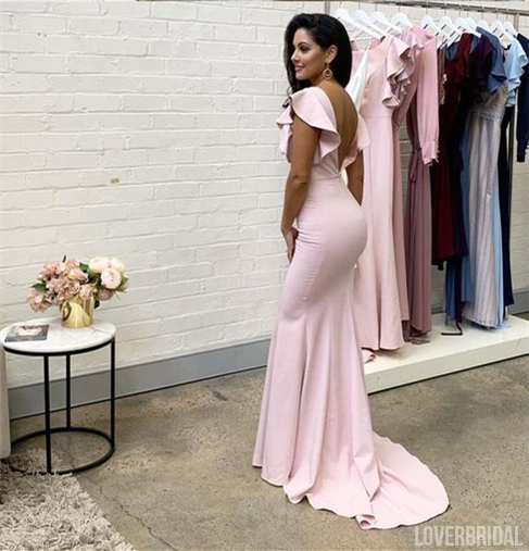 Popular Pale Pink Cheap Mermaid Long Bridesmaid Dresses Online, WG550