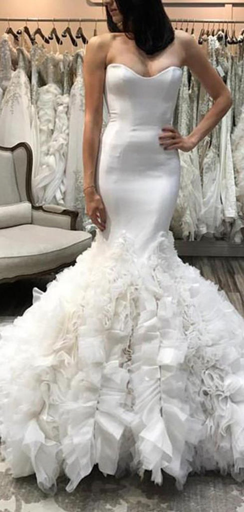 Popular Strapless Scoop Neck Mermaid Wedding Dresses Online, WD405