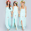 Pretty Young Junior Mint Mismatched Different Styles Side Split Chiffon Cheap Long Bridesmaid Dresses, WG197