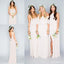 Pretty Young Junior Mint Mismatched Different Styles Side Split Chiffon Cheap Long Bridesmaid Dresses, WG197