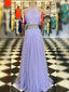 Purple A-line Halter Two Pieces Maxi Long Prom Dresses,Evening Dresses,12920