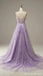 Purple A-line Spaghetti Straps Backless Cheap Long Prom Dresses Online,12623