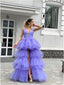 Purple A-line Straps V-neck Long Prom Dresses Online, Dance Dresses,12416