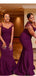 Purple Mermaid Cap Sleeves Cheap Long Bridesmaid Dresses Online,WG1158