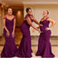 Purple Mermaid Cap Sleeves Cheap Long Bridesmaid Dresses Online,WG1158