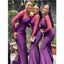 Purple Mermaid Jewel Long Sleeves Cheap Bridesmaid Dresses Online,WG1381