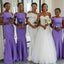 Purple Mermaid Off Shoulder Cheap Long Bridesmaid Dresses,WG1240