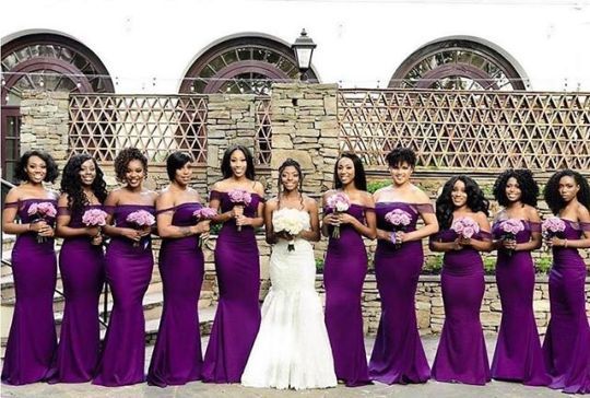 Purple Mermaid Off Shoulder Cheap Long Bridesmaid Dresses,WG1332