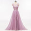 Purple Scoop Neckline Tulle Skirt Long Evening Prom Dresses, Popular Cheap Long Party Prom Dresses, 17225