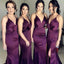 Purple Side Slit Mermaid Cheap Long Bridesmaid Dresses Online, WG285