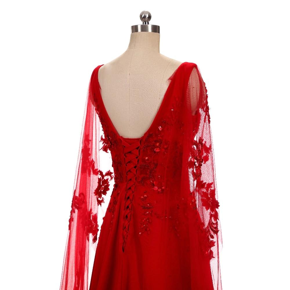 Red A-line Long Sleeves V-neck Cheap Prom Dresses Online,Dance Dresses,12388