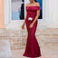 Red Mermaid Off Shoulder Cheap Long Bridesmaid Dresses Online,WG1030