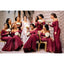 Red Mermaid Off Shoulder Long Sleeves Cheap Bridesmaid Dresses,WG1390