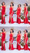 Red Mermaid One Shoulder High Slit Cheap Long Bridesmaid Dresses,WG1431