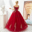 Red Off Shoulder A-line Long Evening Prom Dresses, Evening Party Prom Dresses, 12127