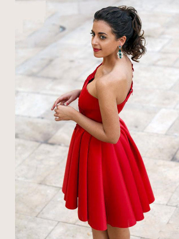 Red One Shoulder Homecoming Dresses,Cheap Short Prom Dresses,CM901