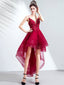 Red Spaghetti Straps High Low Homecoming Dresses,Cheap Short Prom Dresses,CM884