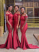 Red Straps Unique Long Mermaid Sexy Cheap Bridesmaid Dresses Online, WG576